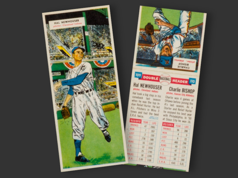 Image: 1955 Topps Double Headers Hal Newhouser and Charlie Bishop.