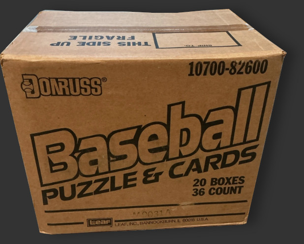 Image: Unopened case of 1989 Donruss baseball wax boxes.